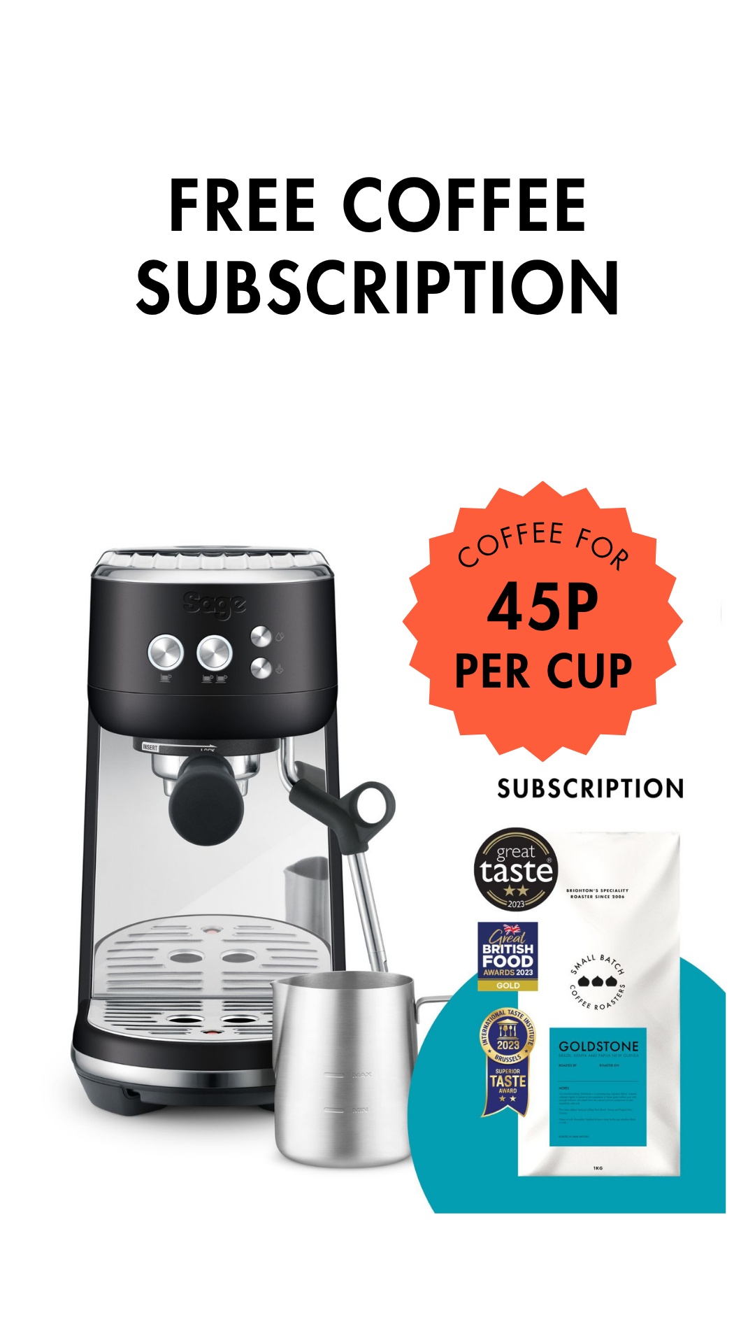 Small Batch Coffee Roasters Facebook ad: Award Winning Coffee From 45p Per Cup