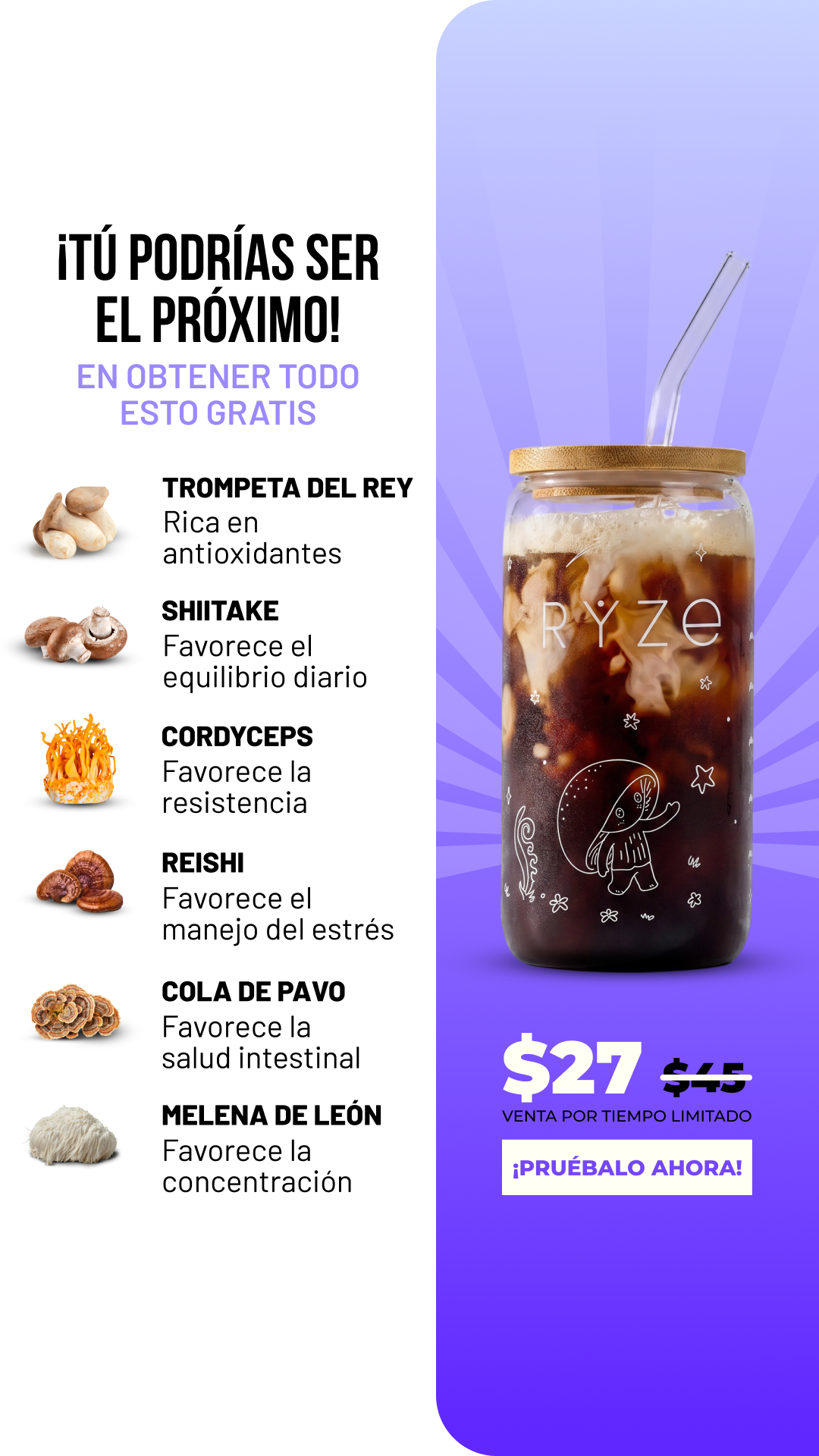 RYZE Superfoods Facebook ad