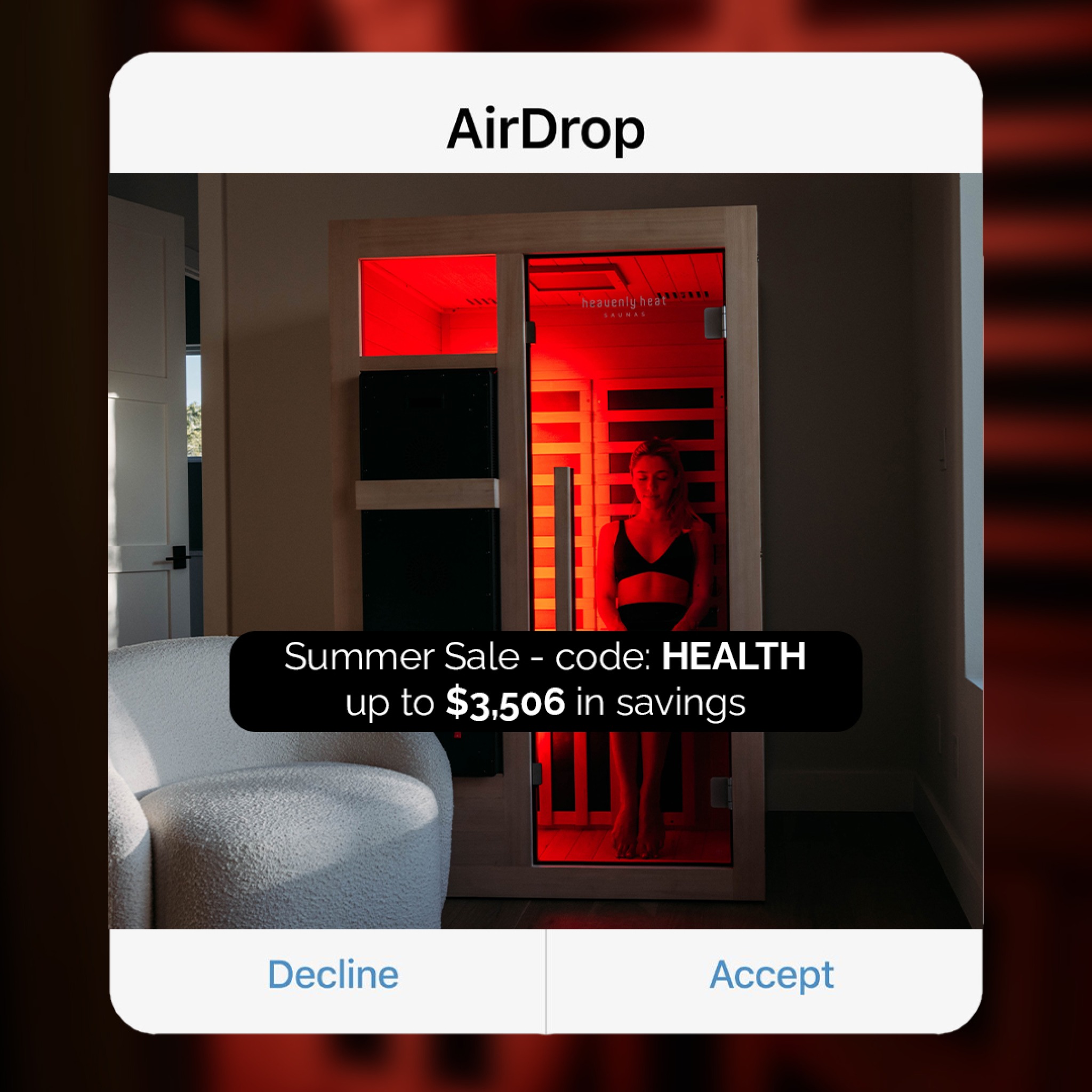 Heavenly Heat Saunas Facebook ad