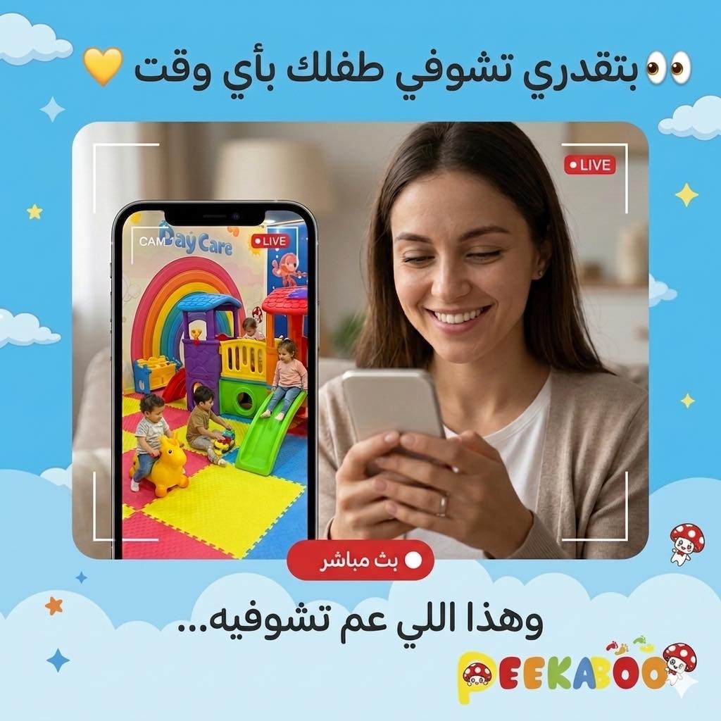 PEEKABOO-Playtime Facebook ad: بتقدري تشوفي طفلك بأي وقت