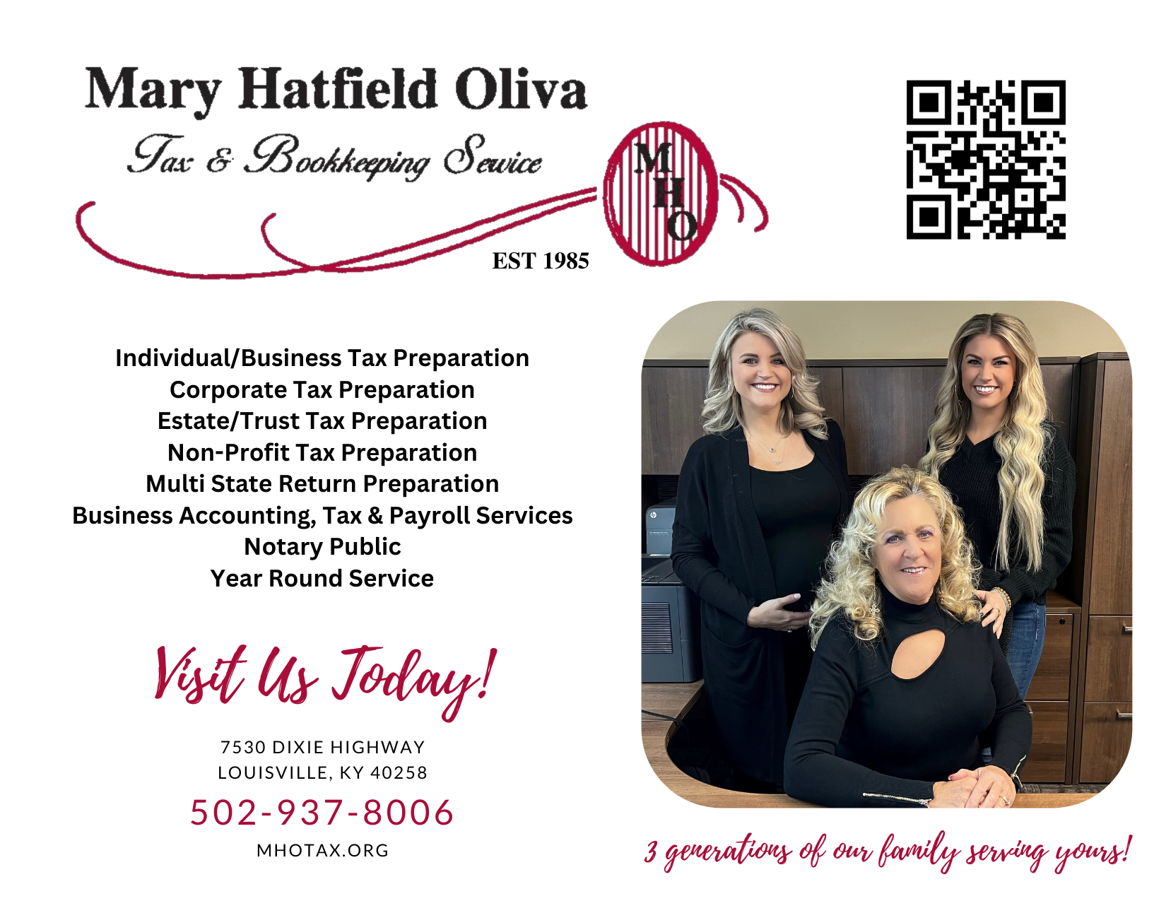 Mary Hatfield Oliva Tax & Bookkeeping Service Facebook ad from Jan 31, 2023