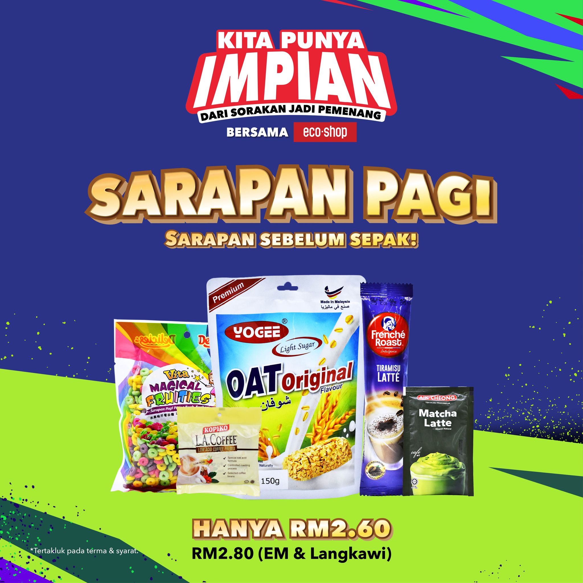 eco-shop Malaysia Facebook ad: Sarapan padu, semangat pun padu!
