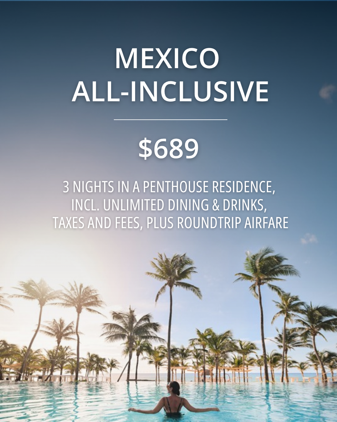 Travelzoo Facebook ad: Mexico penthouse w/ flights, $689