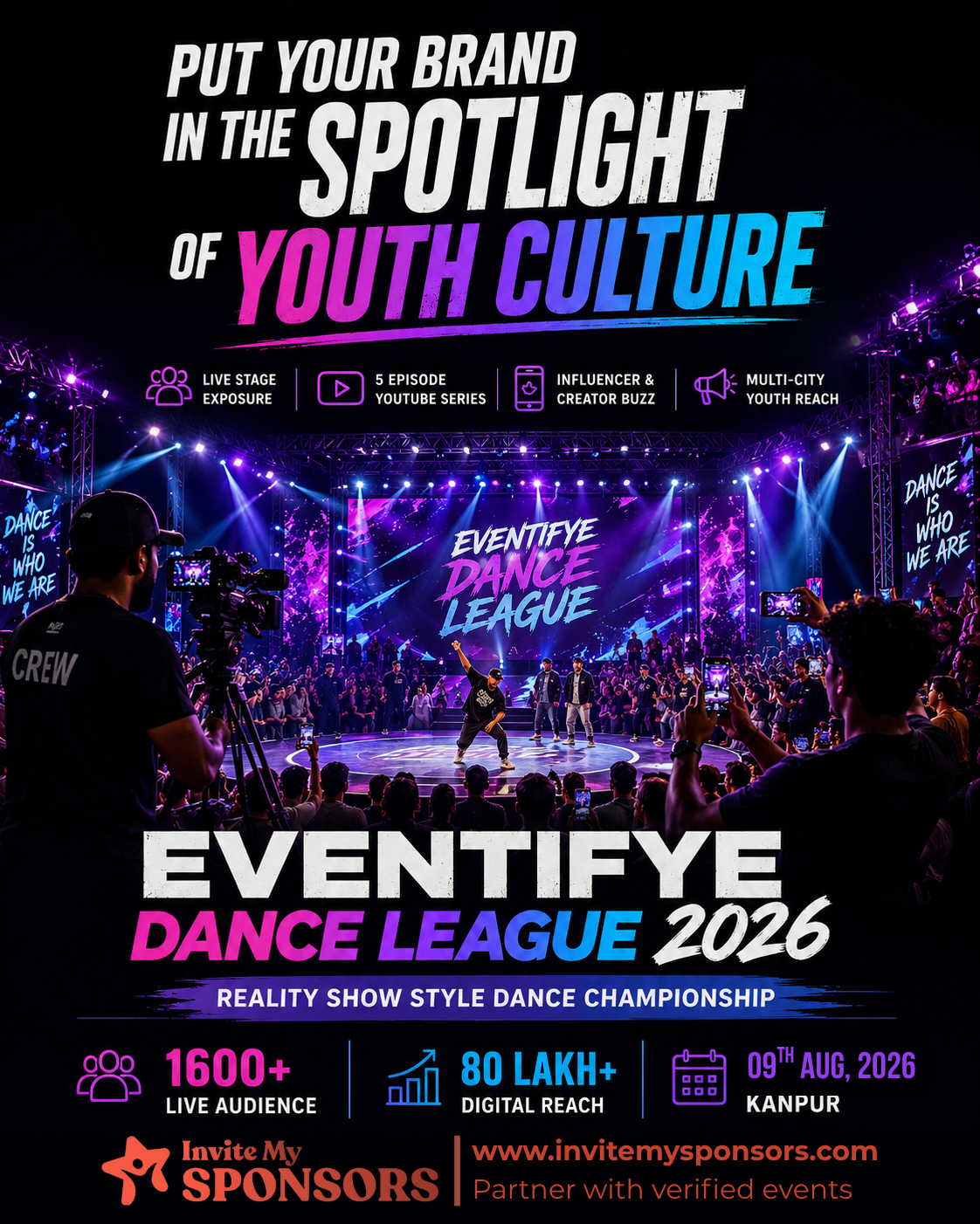 InviteMySponsors Facebook ad: Reach 80 Lakh+ Youth Through Dance