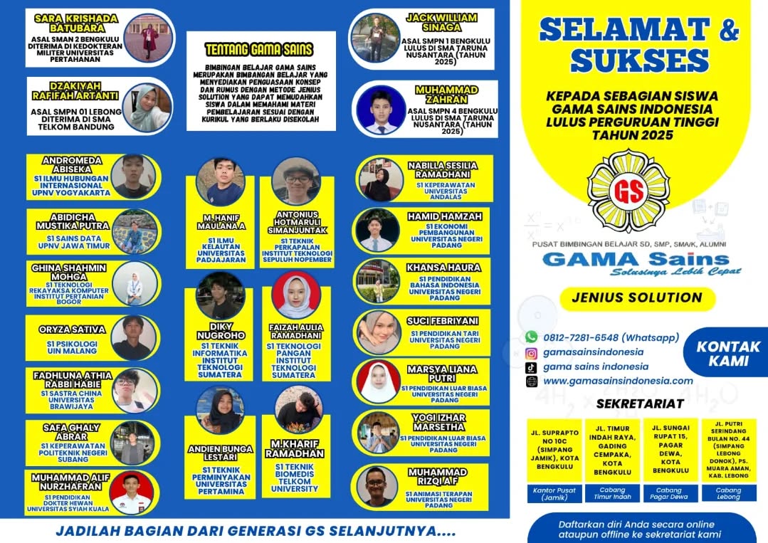gamasainsbengkulu Facebook ad: PROGRAM MASUK PTN, SEKOLAH KEDINASAN, SD.