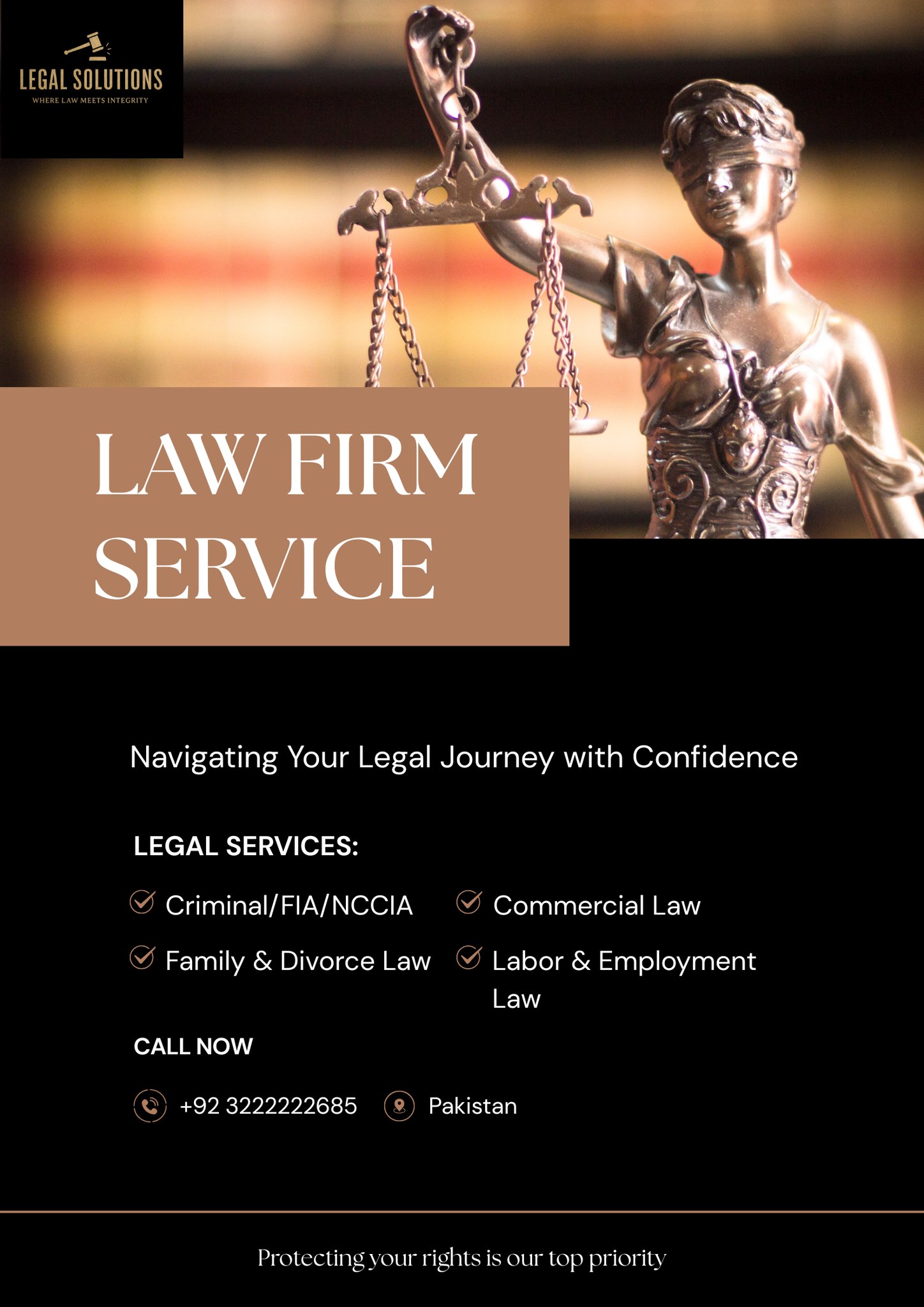 Legal Solutions Facebook ad: ہمارے ساتھ اپنے قانونی حقوق کا دفاع کریں.