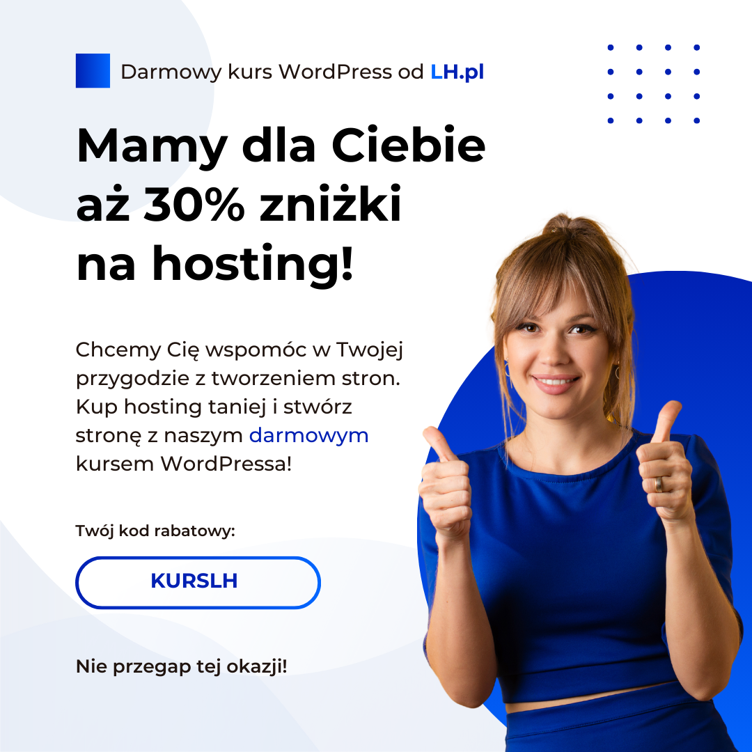 LH.pl Facebook ad: Hosting 30% taniej z kodem KURSLH