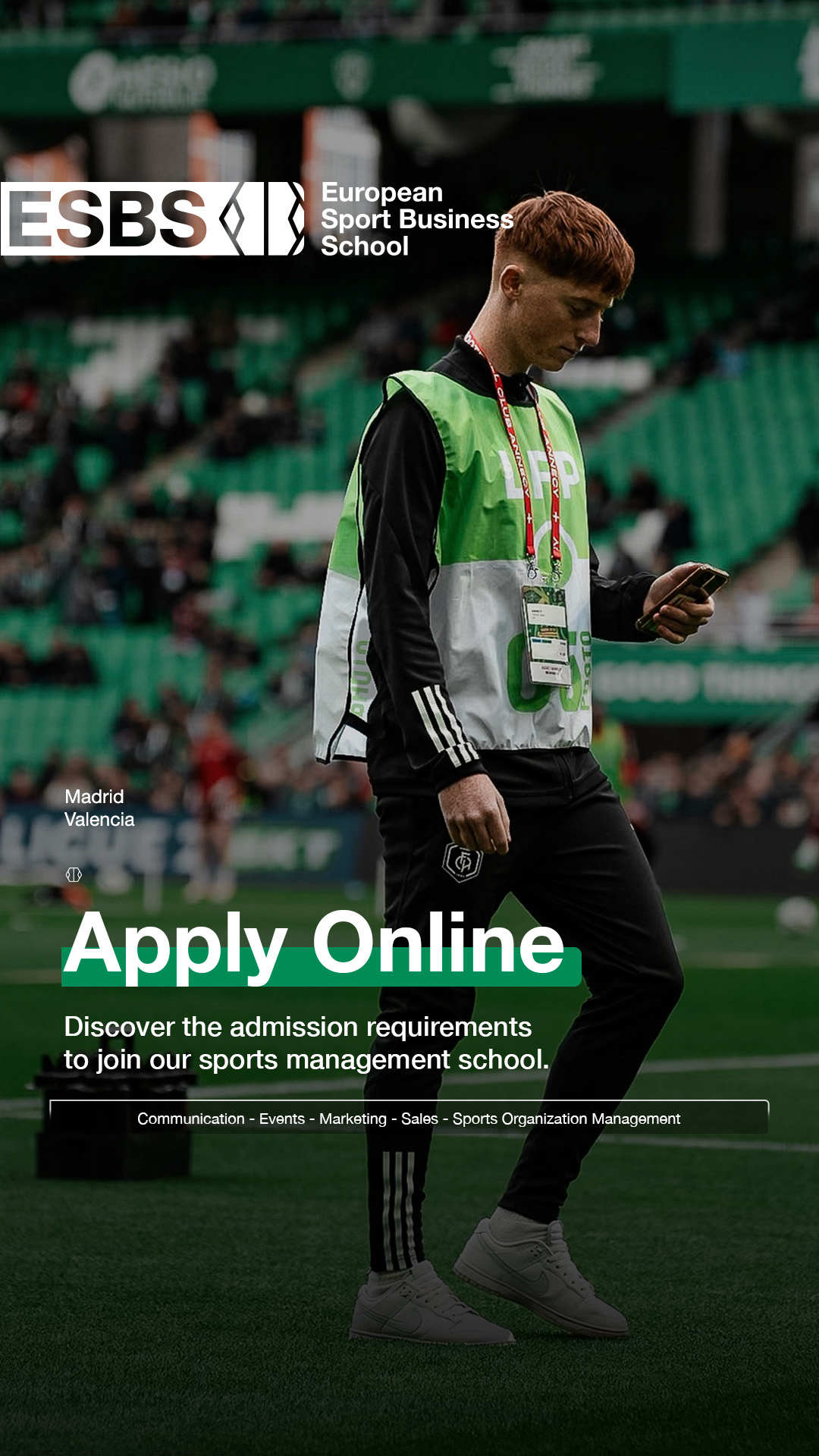 ESBS European Sport Business School Facebook ad from Nov 20, 2025