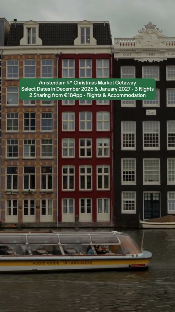Rory’s Travel Club Facebook ad: Amsterdam This Winter from €184pp
