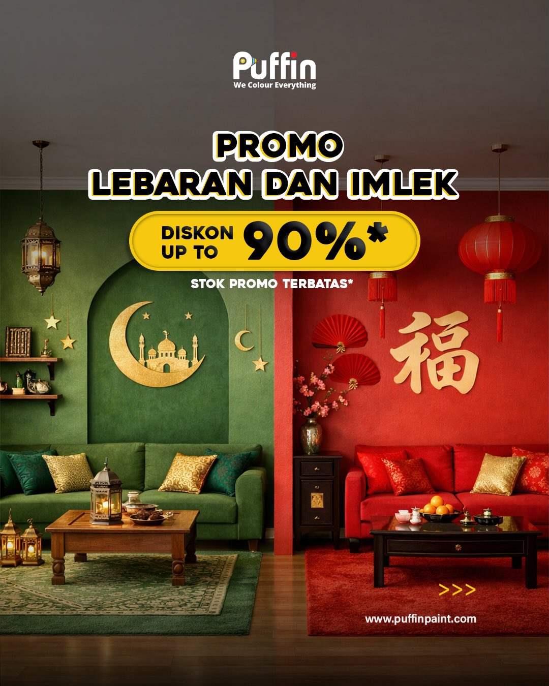 Puffin Paint Facebook ad: Spesial Promo LEBARAN & IMLEK