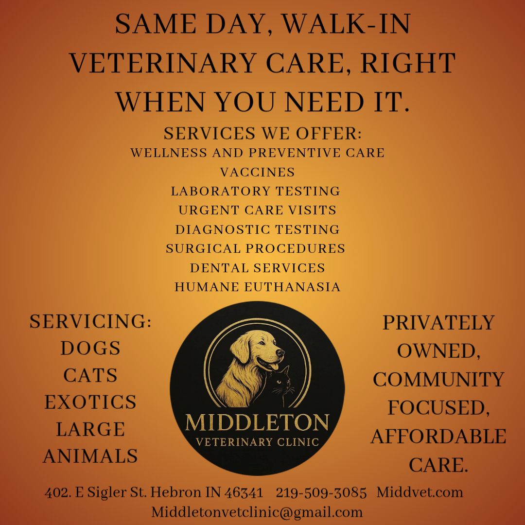 Middleton Veterinary Clinic Facebook ad: Call or message us today!