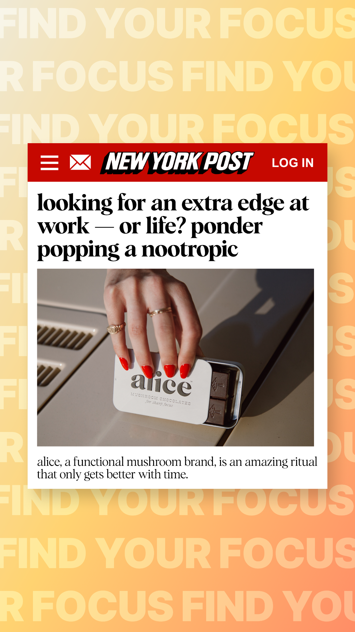 Alice Mushrooms Facebook ad