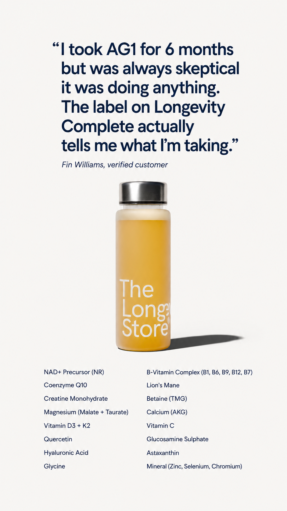 The Longevity Store Facebook ad