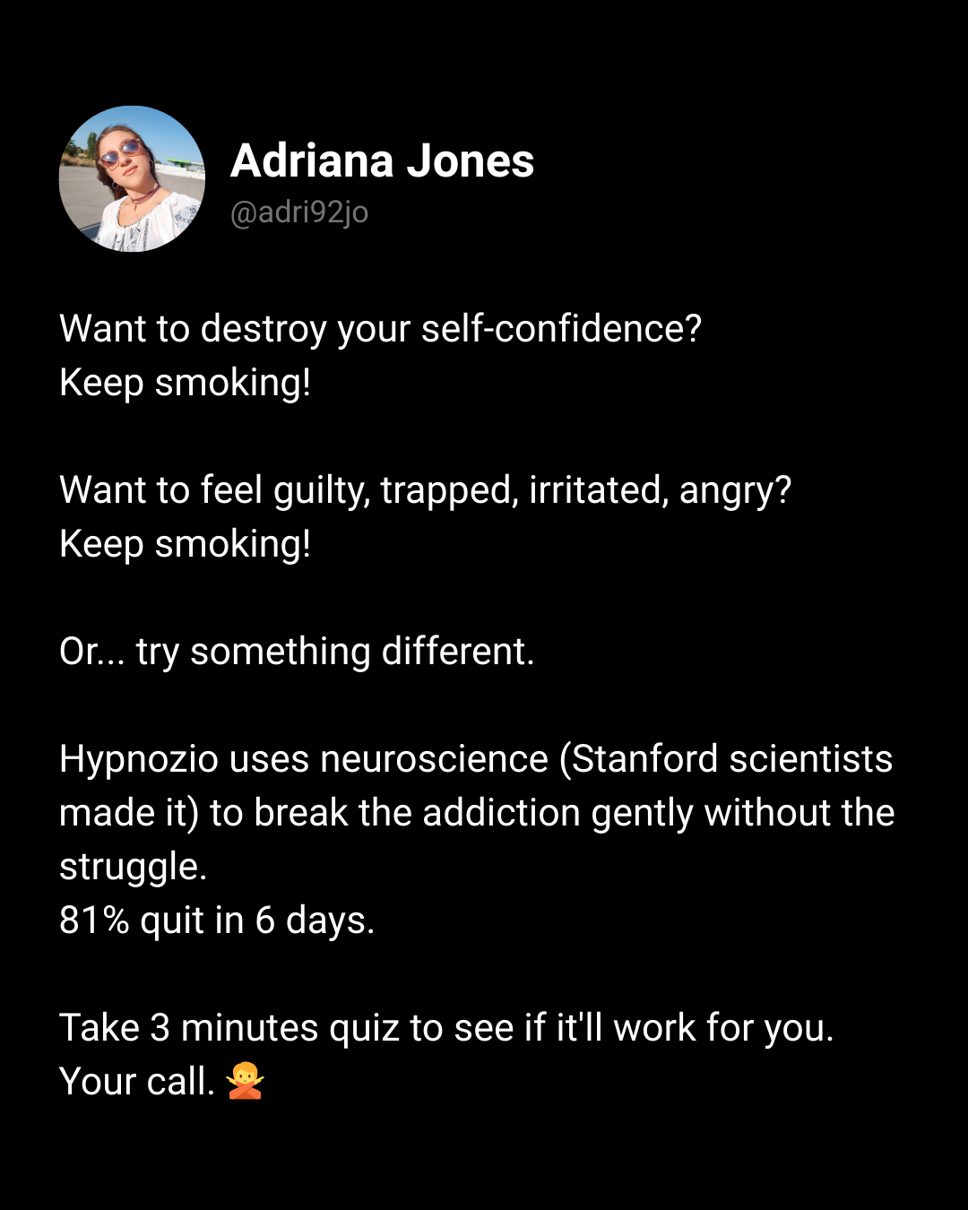 Hypnozio: power of hypnotherapy Facebook ad