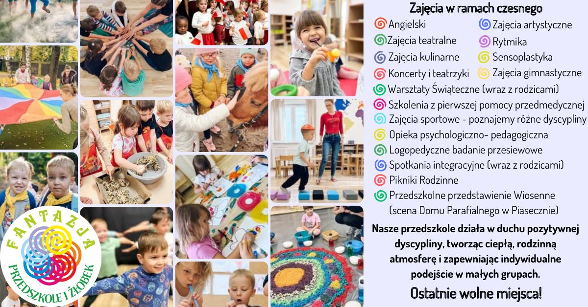 Przedszkole Niepubliczne Fantazja Facebook ad: Rozpocznij przygodę swojego dziecka w naszym przedszkolu!