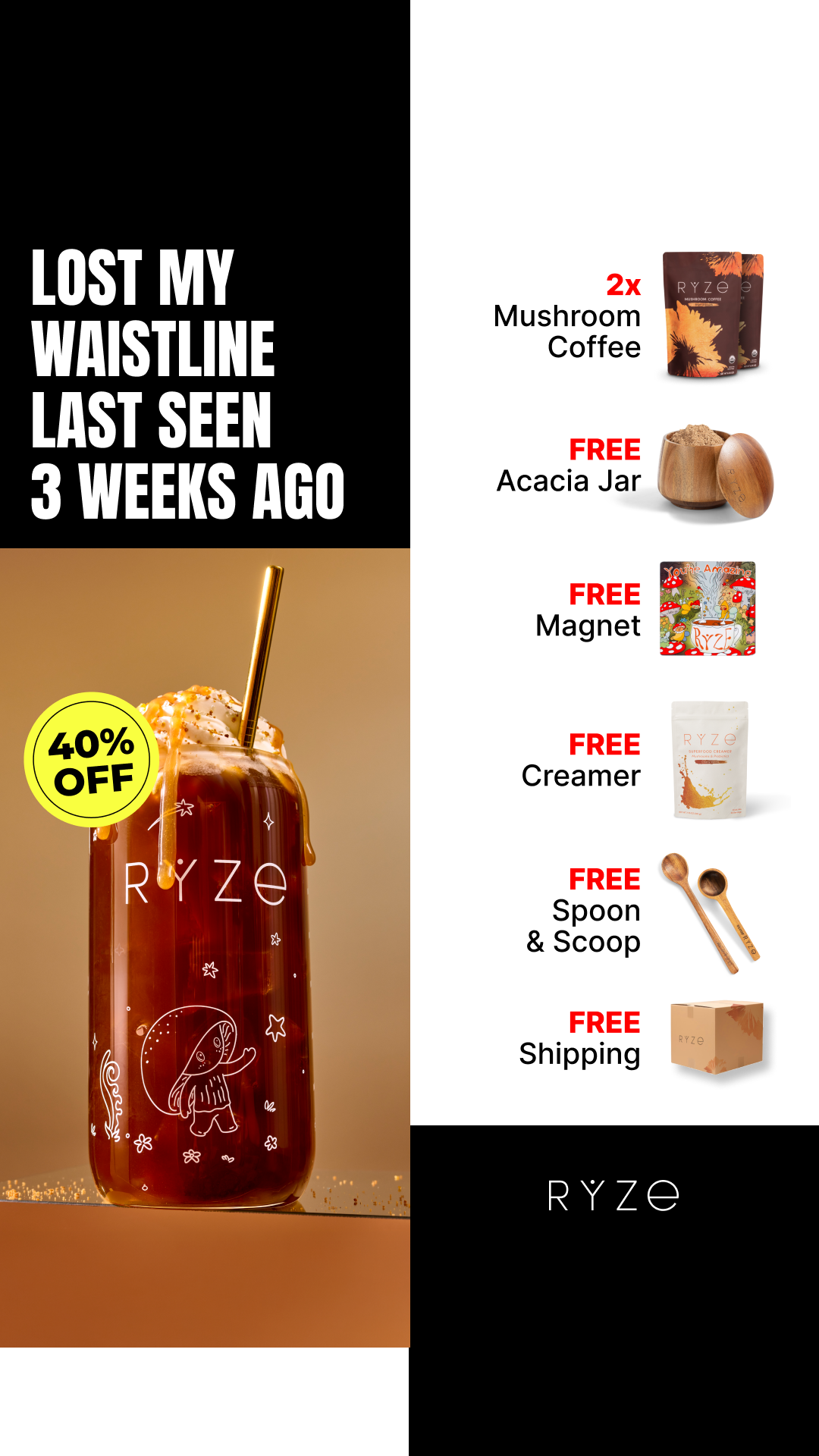 RYZE Superfoods Facebook ad