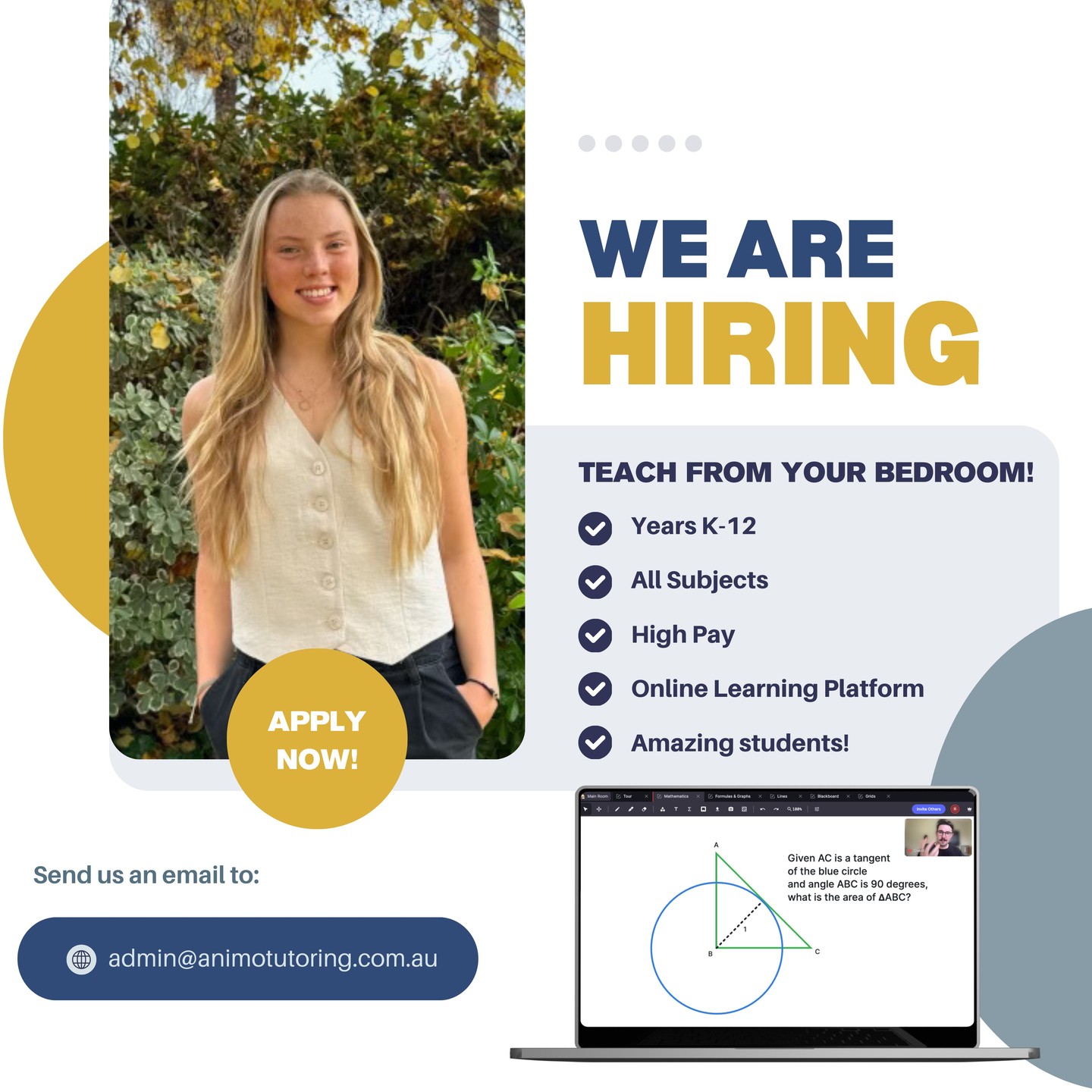 Animo Tutoring Service Facebook ad: Teach From Anywhere