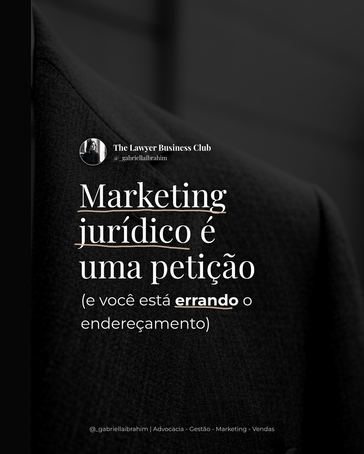 Gabriella Thomas Facebook ad: Marketing jurídico é como uma petição.