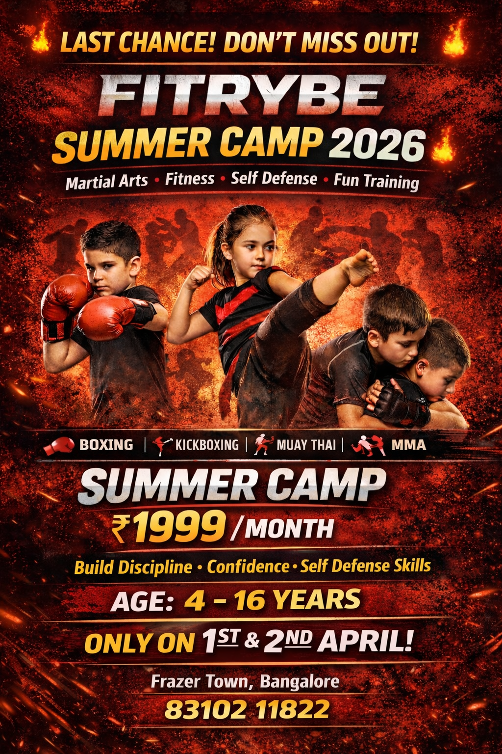 Fitrybe Fitness Facebook ad: ₹1,999 One Month MMA Offer for children - Frazer Town