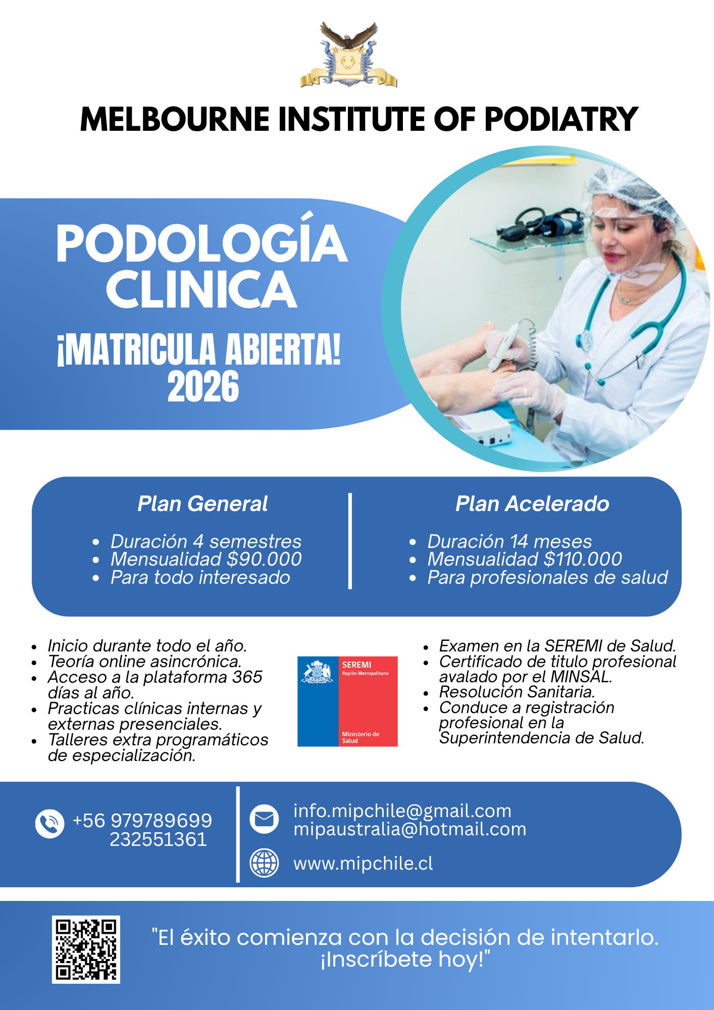Melbourne Institute of Podiatry Facebook ad: Carrera de Podología Clínica, Diplomados y cursos para…
