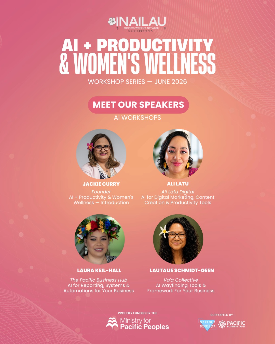 Inailau Pacific Business Women's Network Facebook ad: The Inailau AI + Productivity & Women's Wellness…