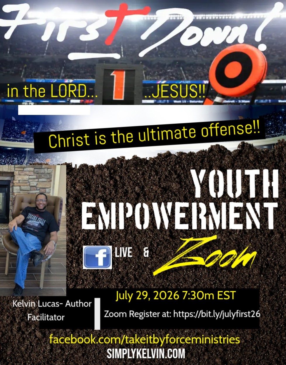 Take It By Force Ministries, Inc. Facebook ad: FREE! Facebook Live and Zoom July empowerment sessions!
