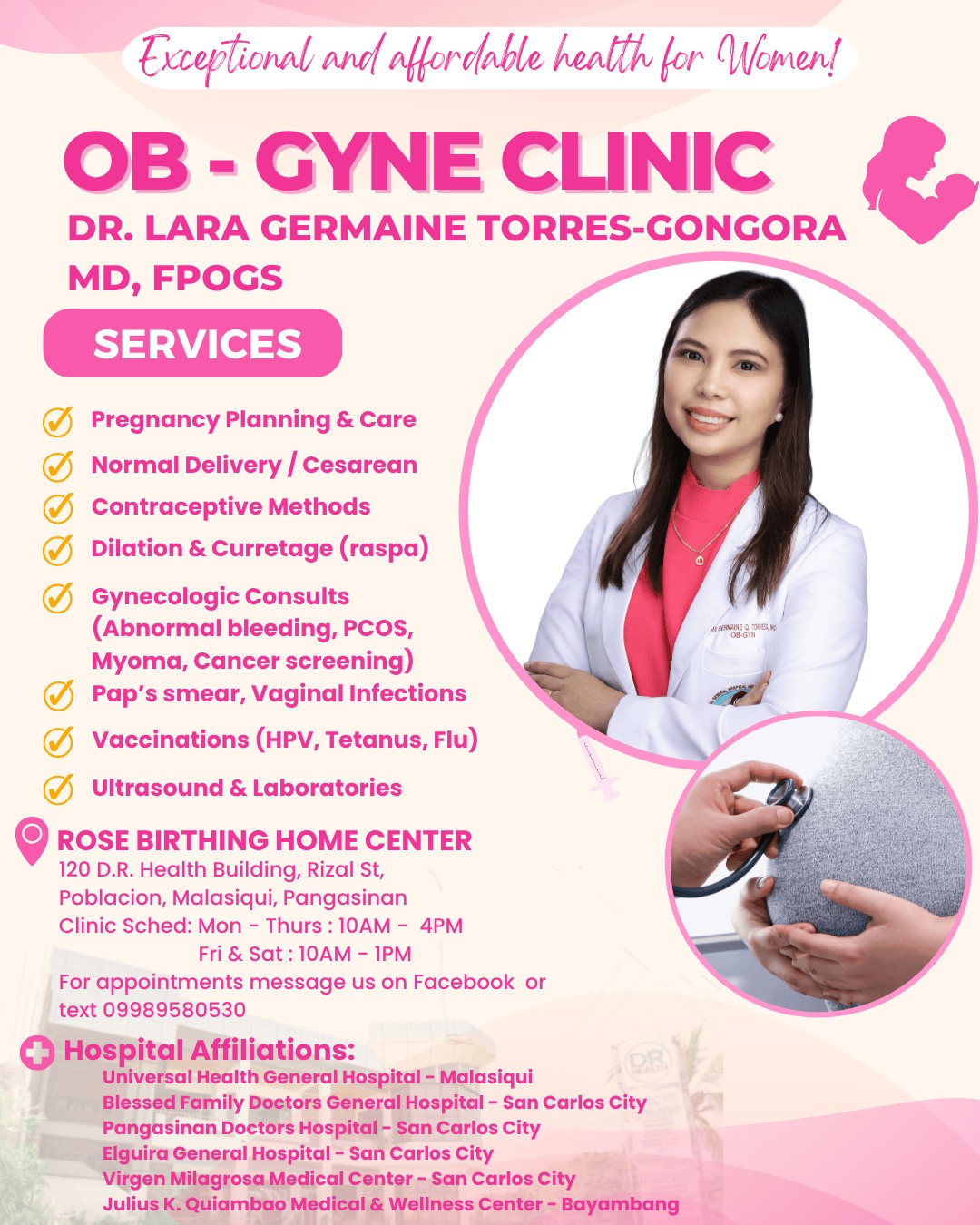 Rose Birthing Home - OBGYN Clinic, Laboratory and Ultrasound Facebook ad: Welcome to our OB-Gyne Health Clinic!