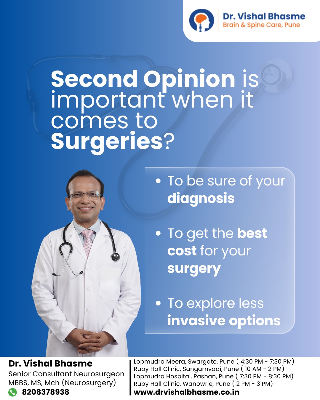 Dr Vishal Bhasme Brain And Spine Surgeon Facebook ad: Not sure about brain or spine surgery?