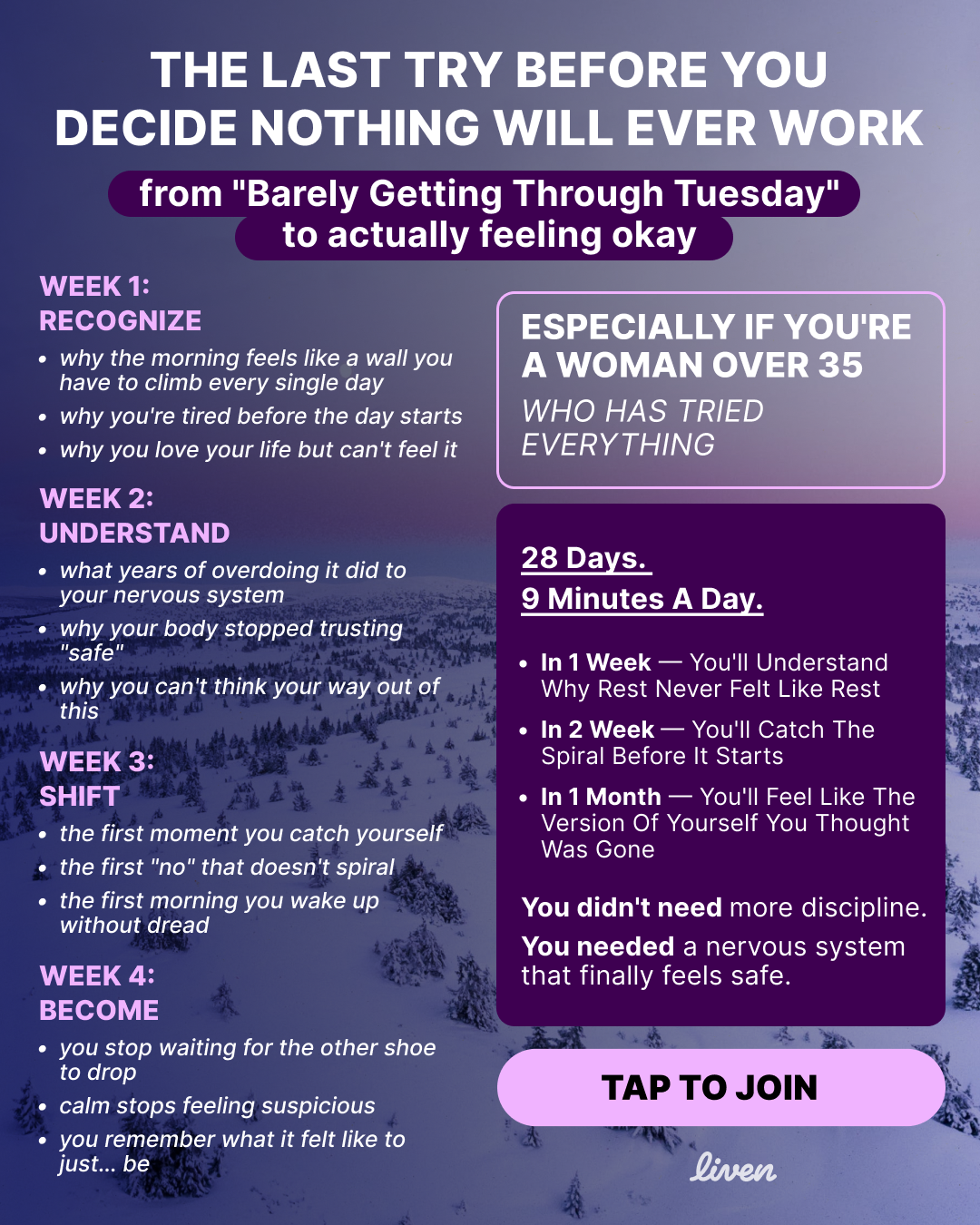 Liven: Self-Discovery Community Facebook ad