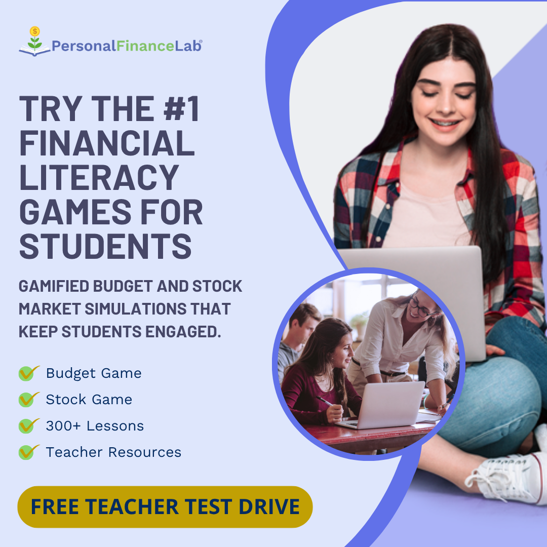 Personalfinancelab Facebook ad: Free Teacher Test Drive!