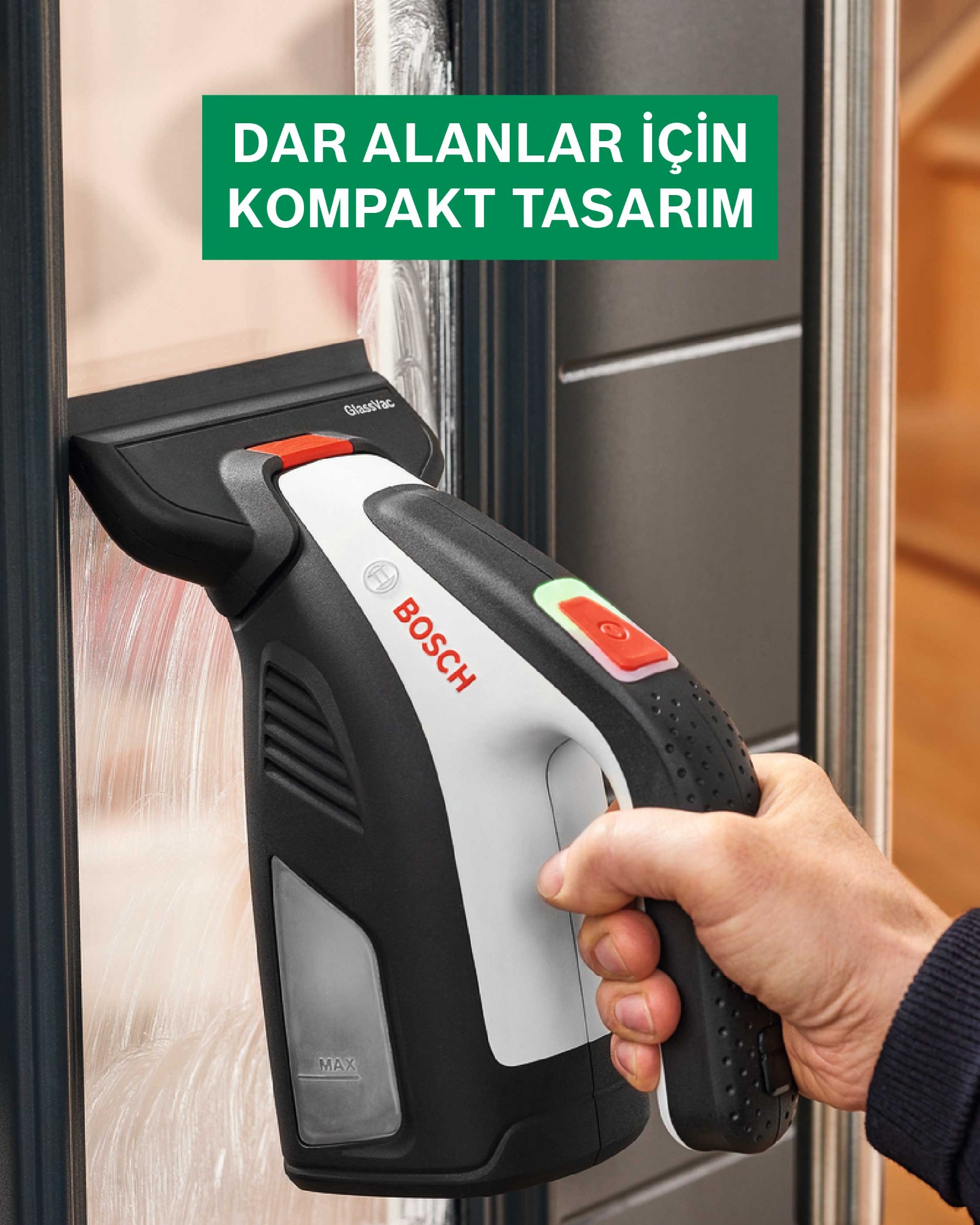 Bosch Türkiye Facebook ad: GlassVAC cam temizleme makinesiyle evinizin camlarını…