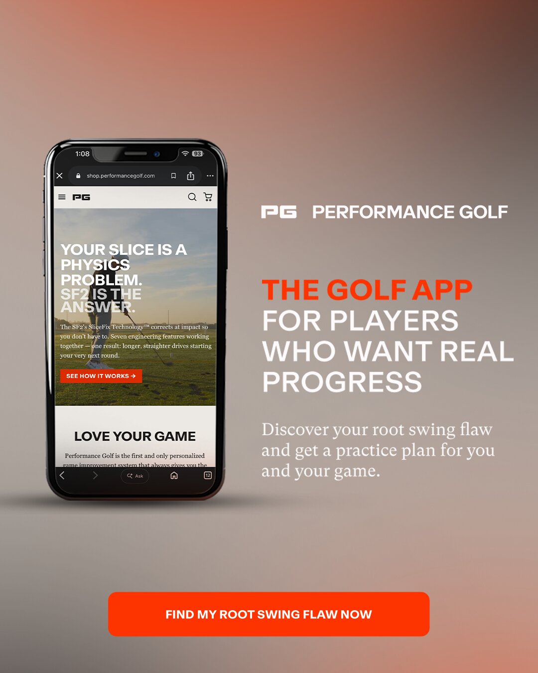 Performance Golf Facebook ad