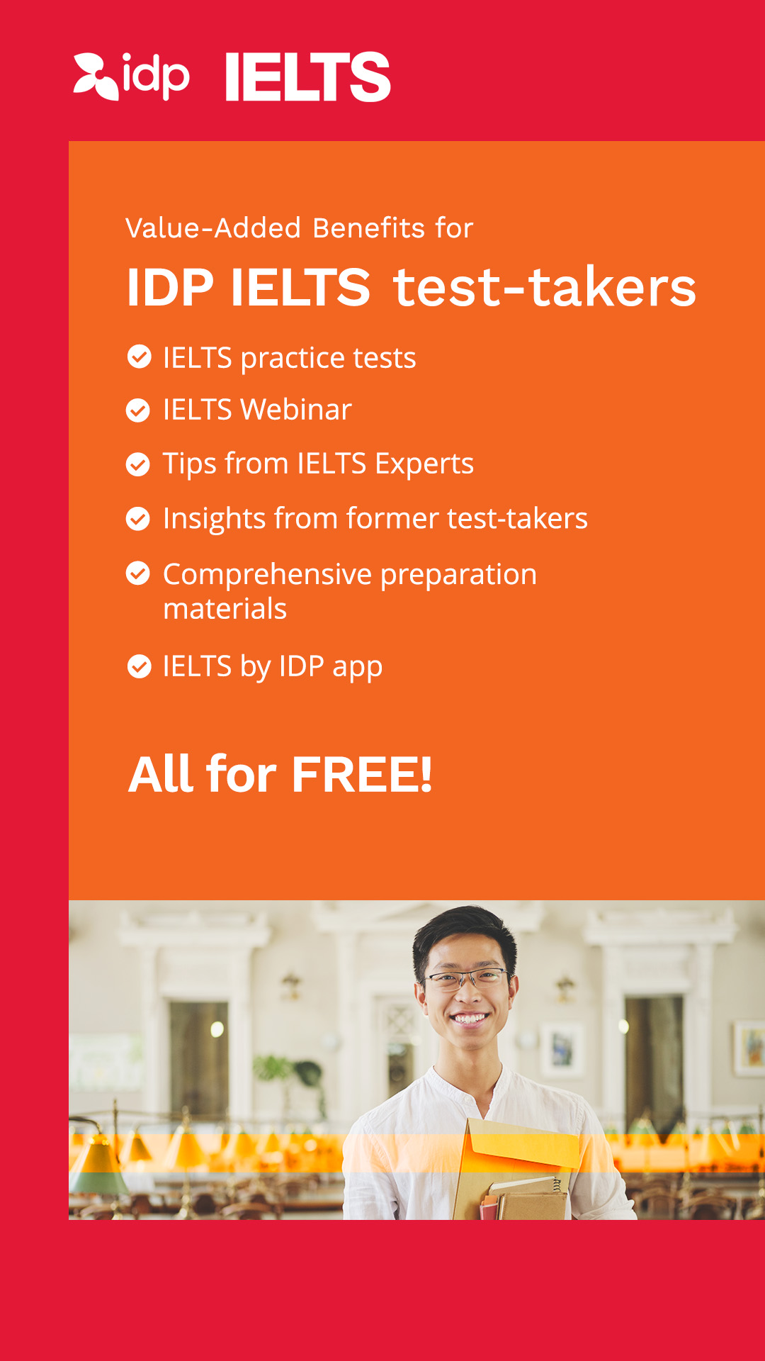 IELTS Essentials from IDP Facebook ad from Jul 29, 2025