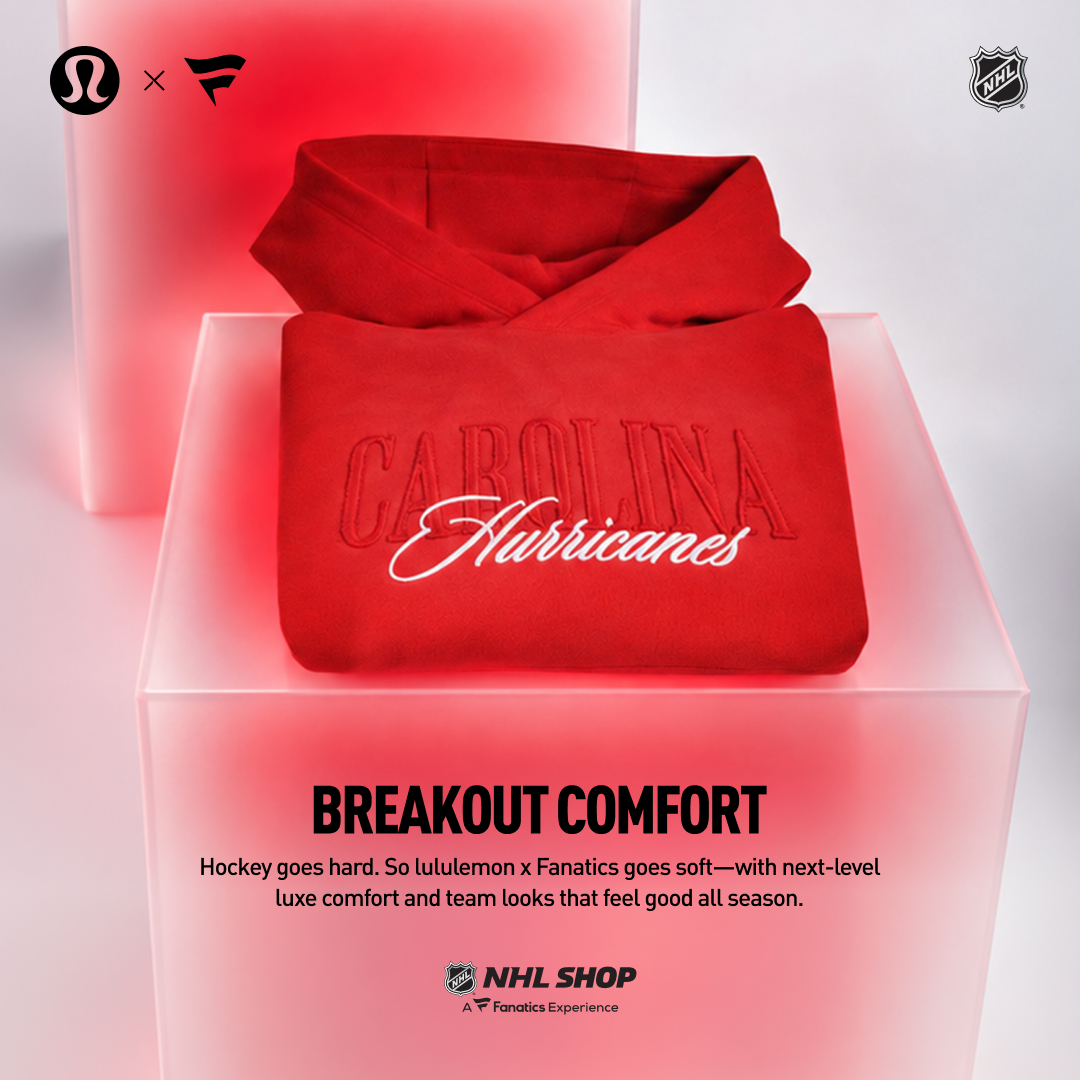 Carolina Hurricanes on NHL Shop Facebook ad: lululemon x Fanatics