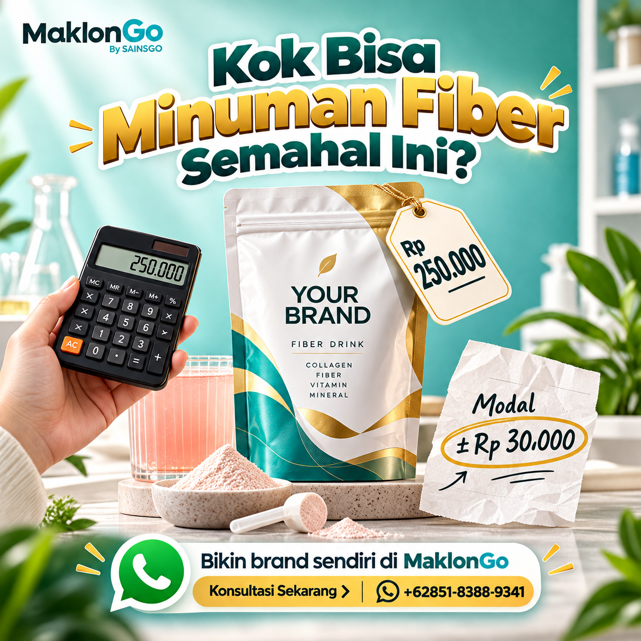 MaklonGo Facebook ad: Minuman Fiber Modal Puluhan Ribu, Jual Ratusan Ribu