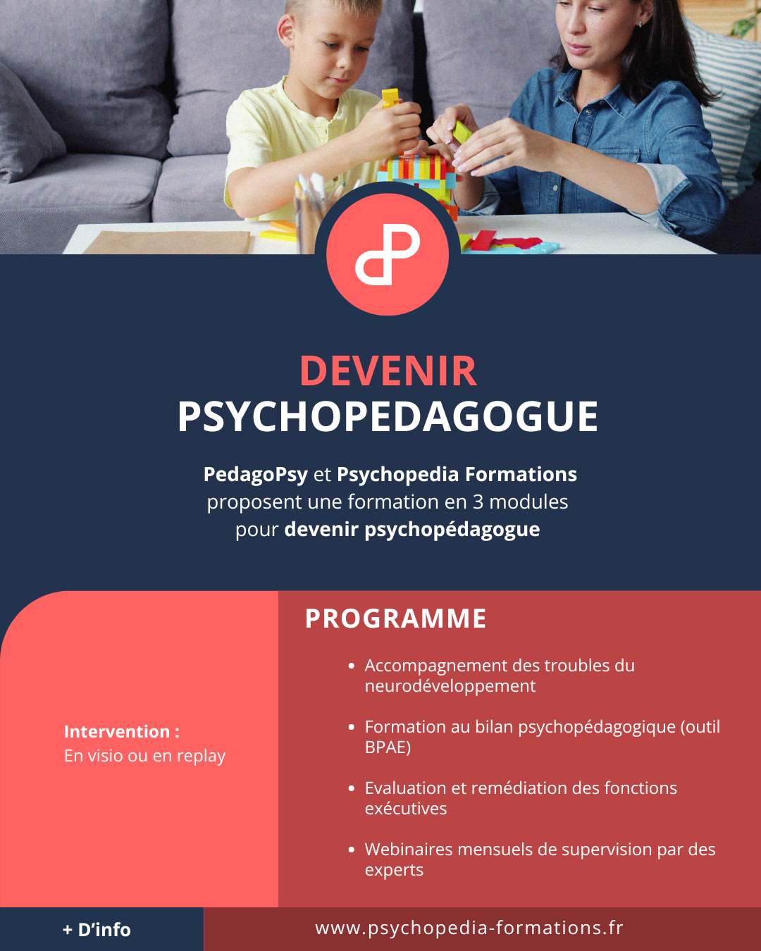 PsychoPedia Formations Facebook ad: Découvrez et formez-vous en psychopédagogie!