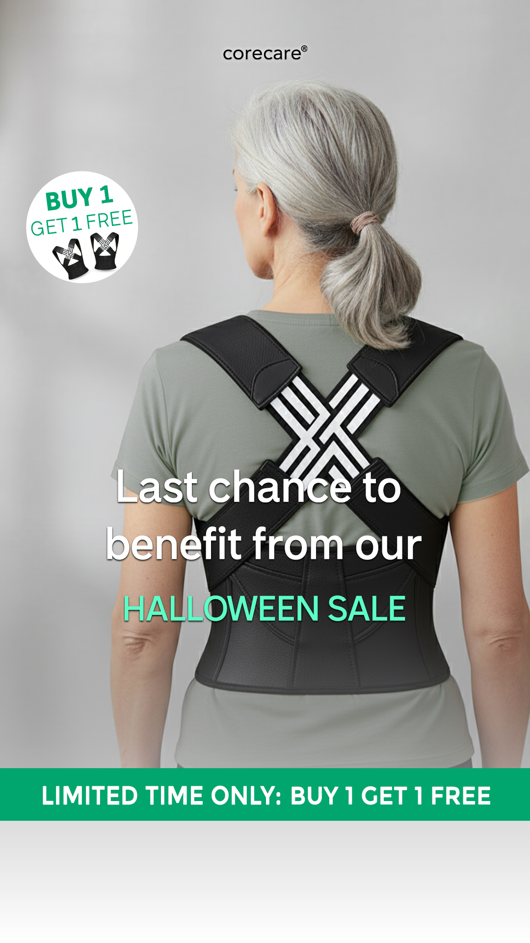 TryCorecare Facebook ad: Instant Posture Corrector | 50% Off