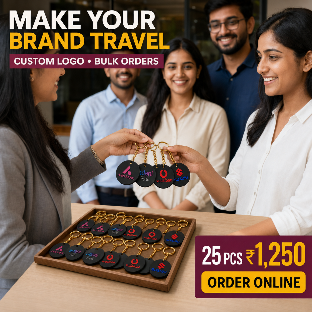Gift Kya De Facebook ad: Custom Logo Keychains for Your Team