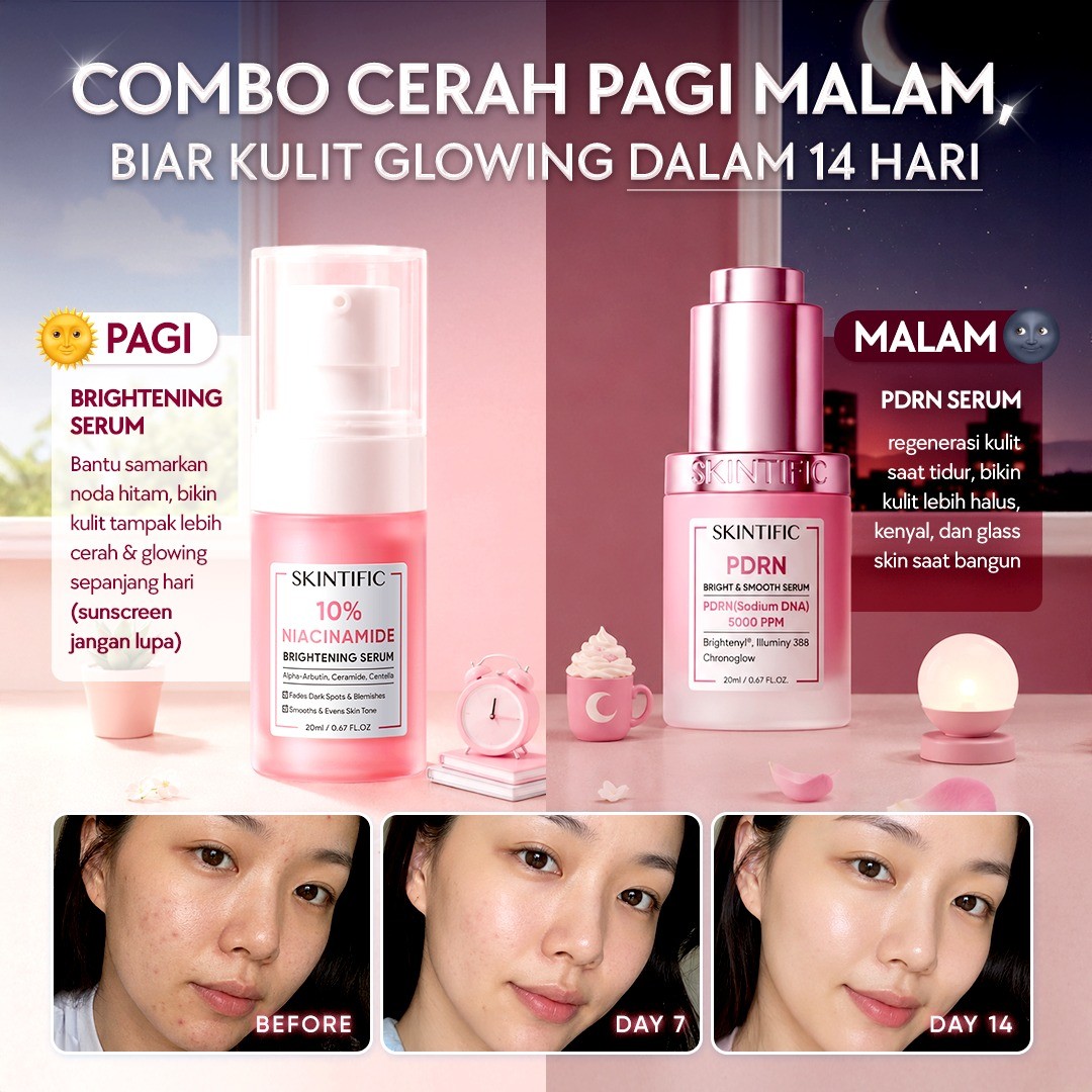 Skintific Outlet Facebook ad: NIACINAMIDE BRIGHTENING SERUM, CERAH & BARRIER SEHAT!