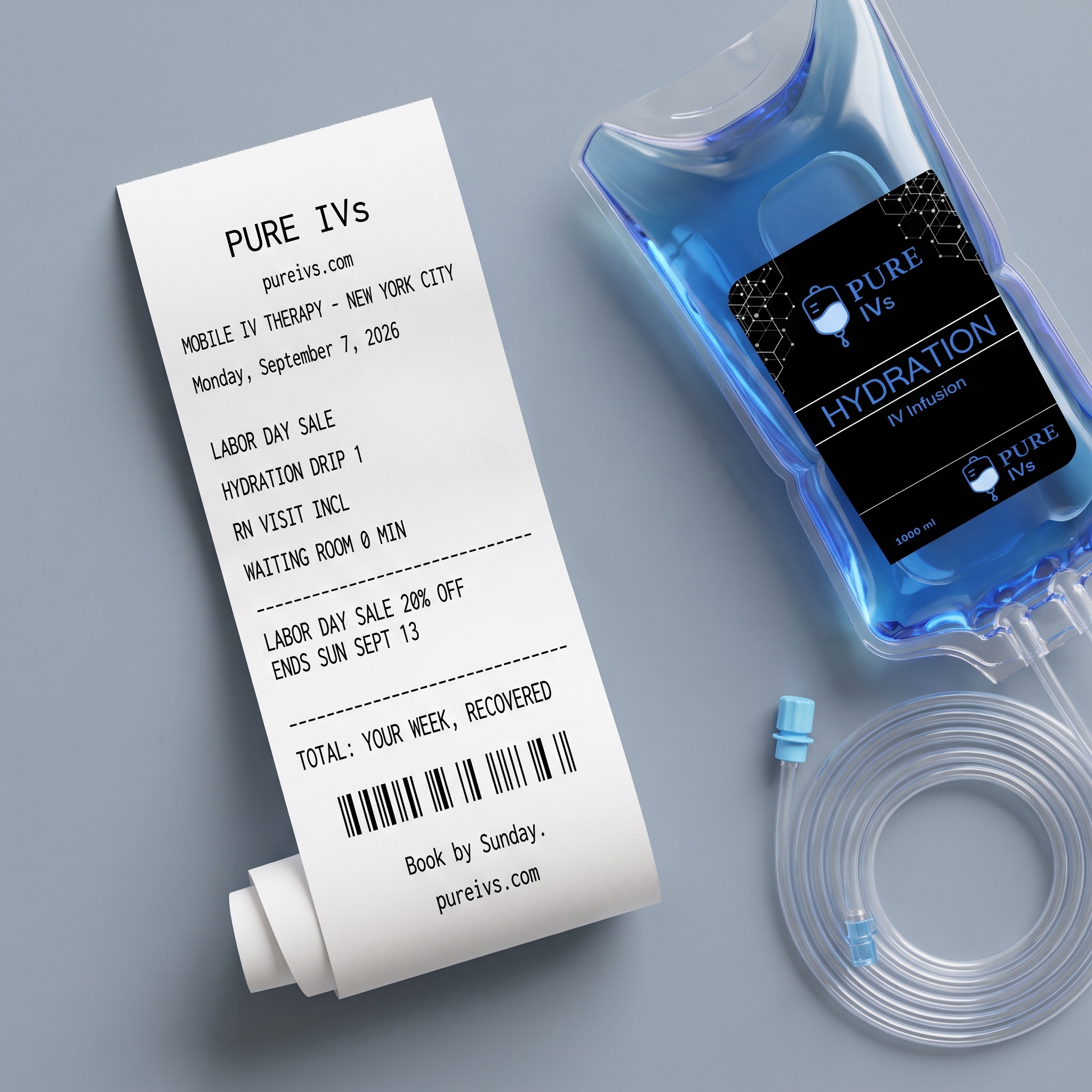 Pure Iv's Facebook ad: Labor Day Sale: 20% Off Every Drip
