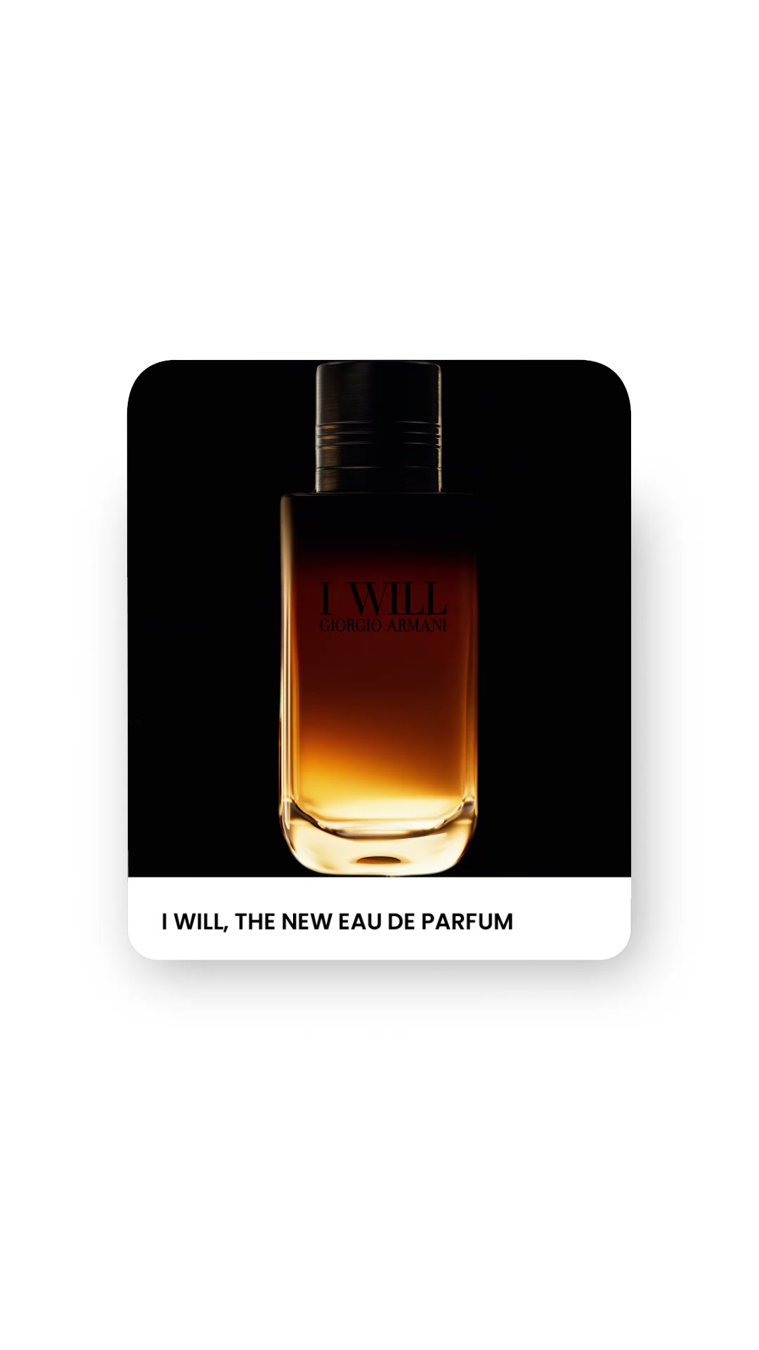 Armani beauty Facebook ad: Uusi I WILL EAU DE PARFUM
