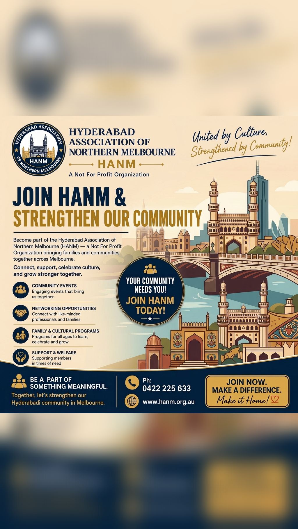Hyderabad Association of Northern Melbourne - HANM Facebook ad from May 12, 2026