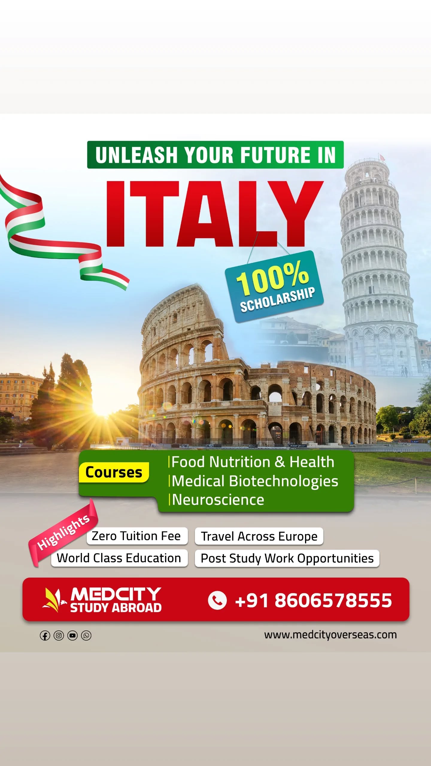 Medcity Study Abroad Kottayam Facebook ad from Apr 8, 2026