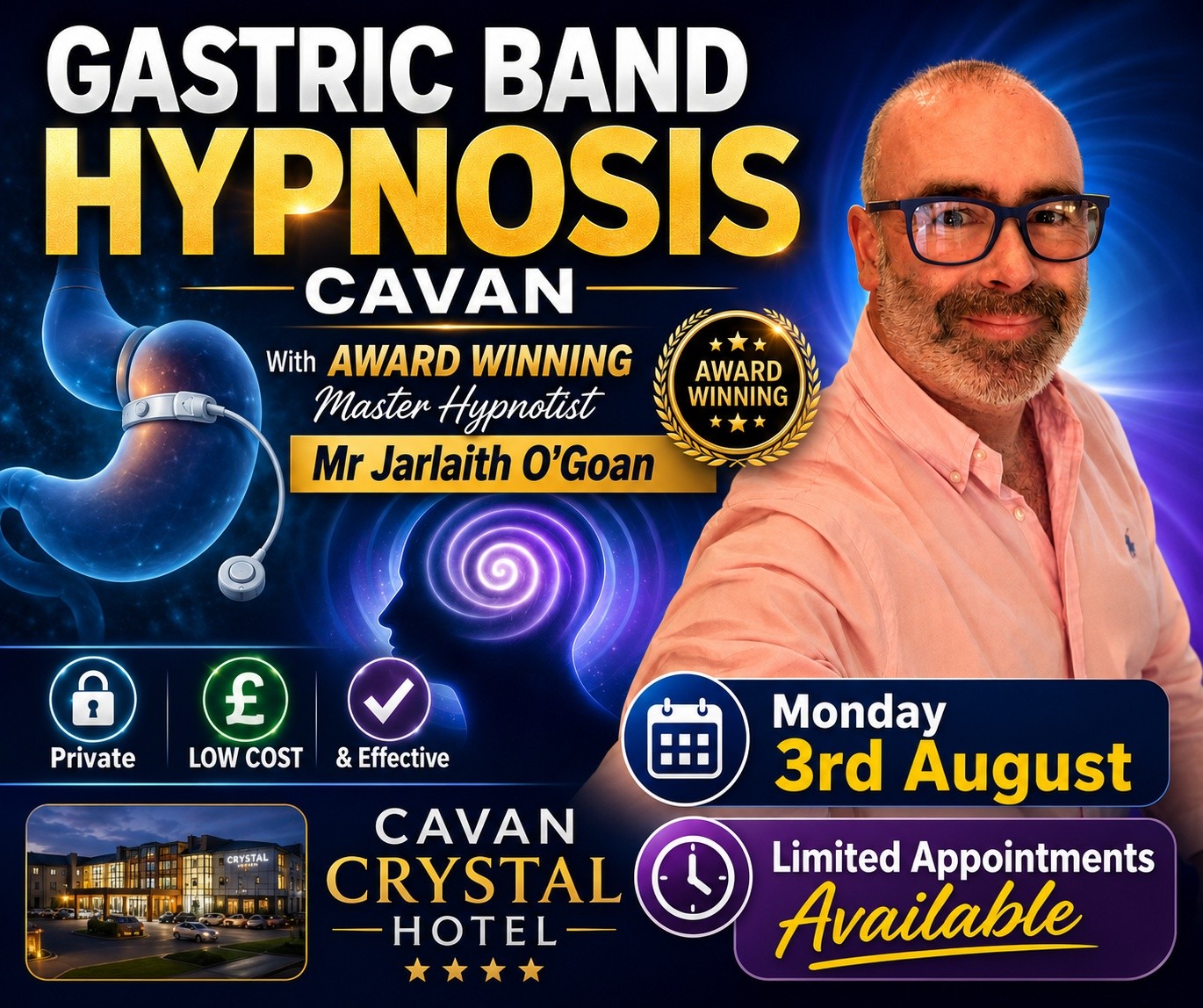 Jarlaith O'Goan Hypnotist Facebook ad: ππΌπππππΎ π½πΌππΏ ππππππππ