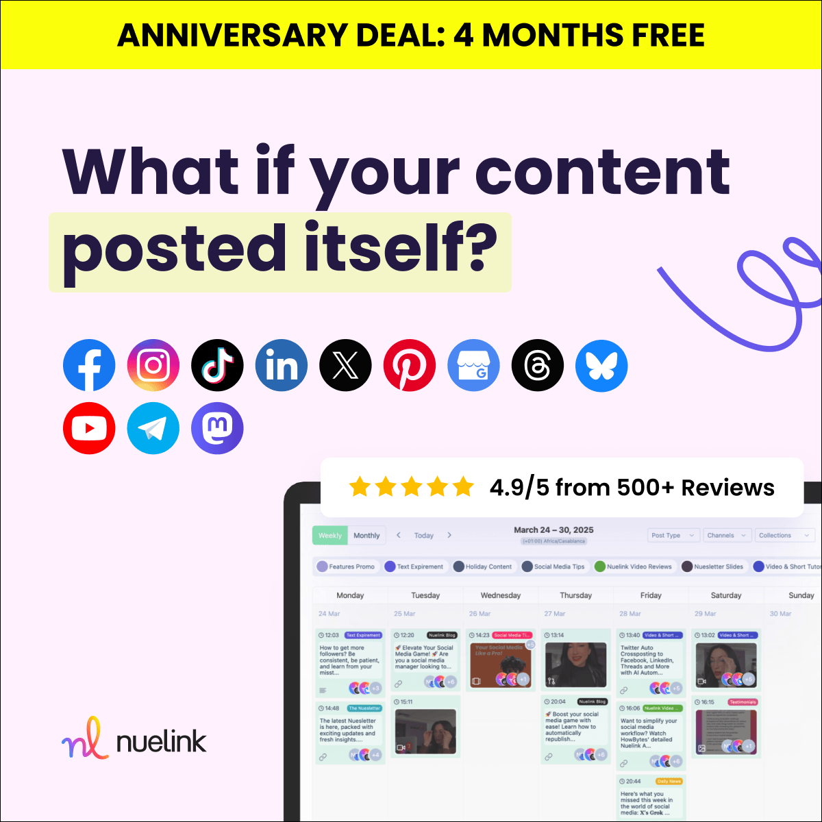 Nuelink Facebook ad: Get 4 Months Free [Anniversary Deal]