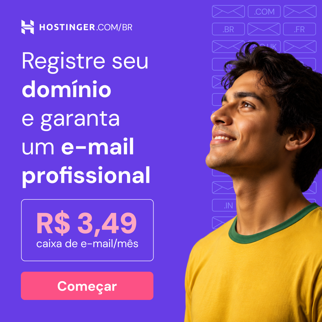 Hostinger Facebook ad: Garanta e-mail profissional e domínio