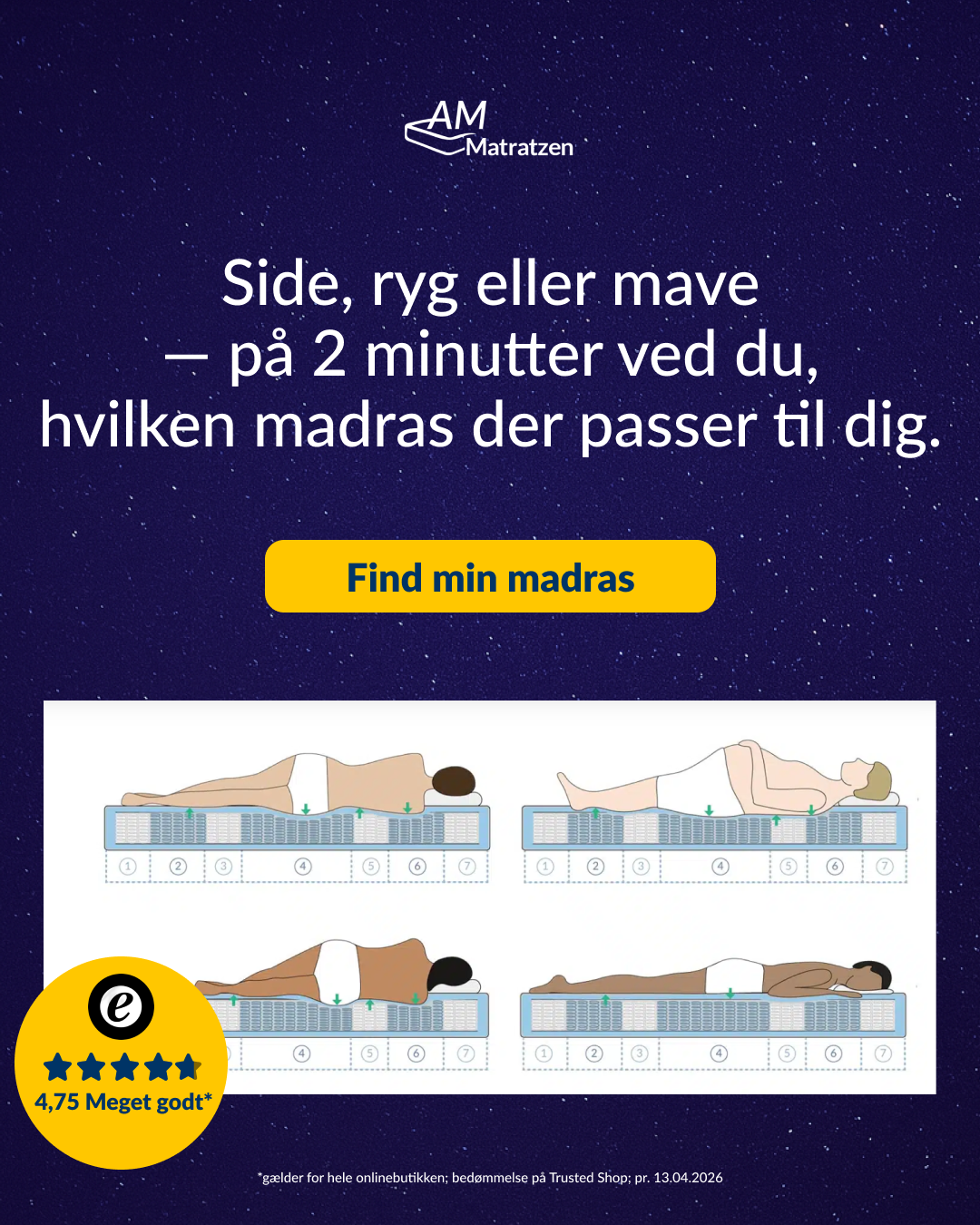 AMQ Sleep Facebook ad: Find den optimale madras til dig →