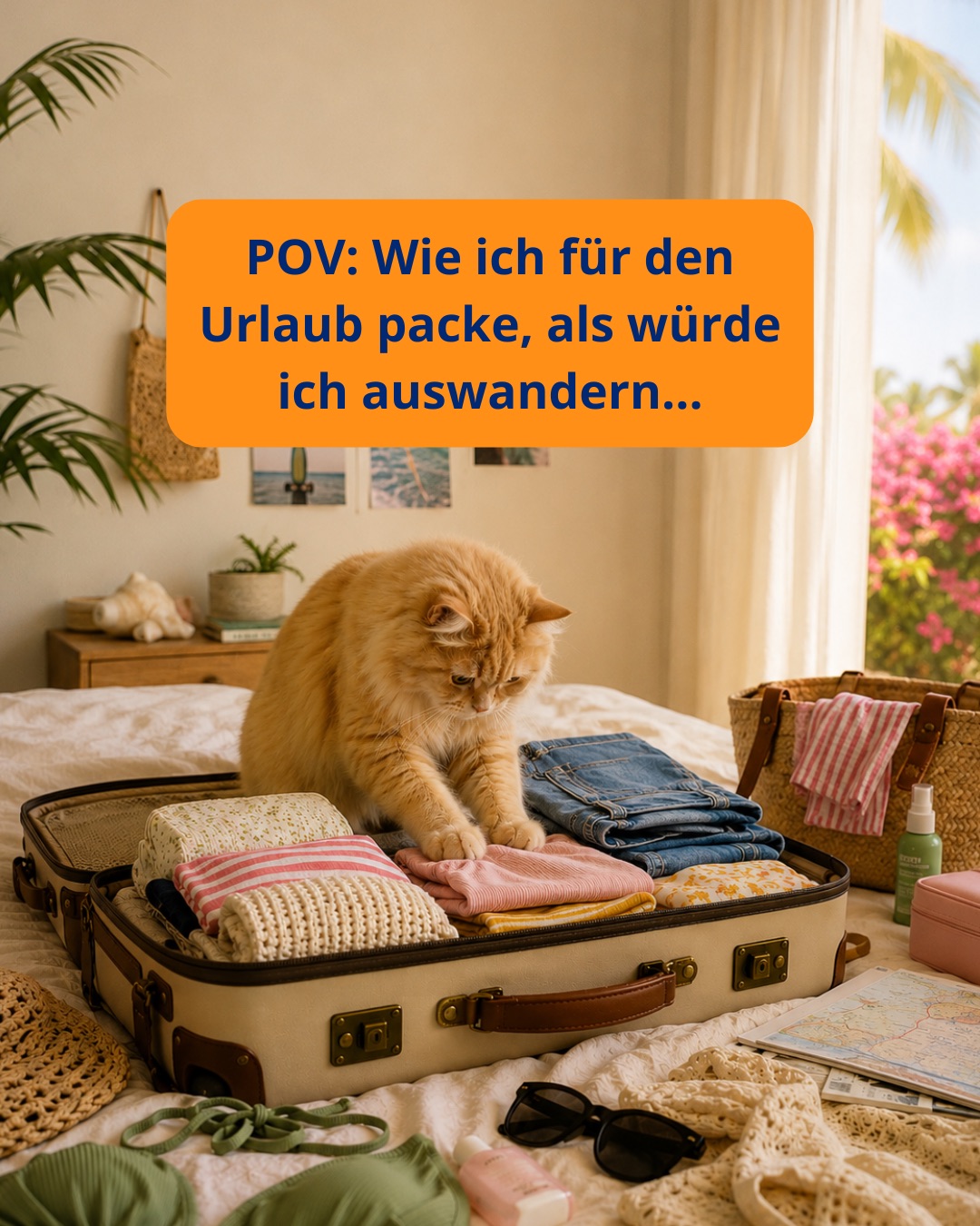 ab in den urlaub Facebook ad: Die 14 Outfitoptionen im Koffer, während ich die…