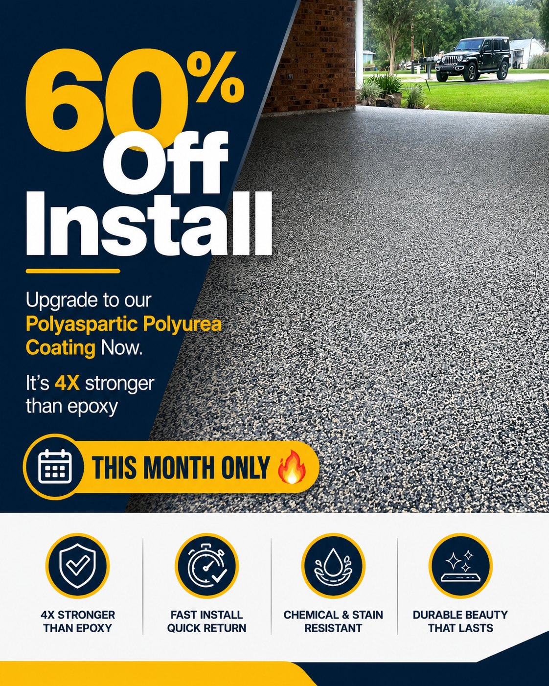 NINJA Concrete Coatings Facebook ad: 60% Off Installation