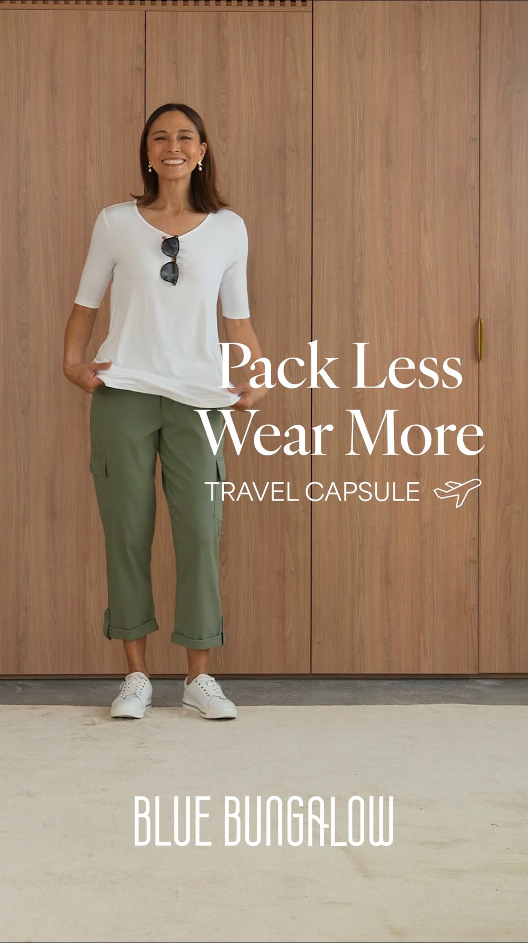 Blue Bungalow Facebook ad: Pack Less, Wear More Travel Capsule